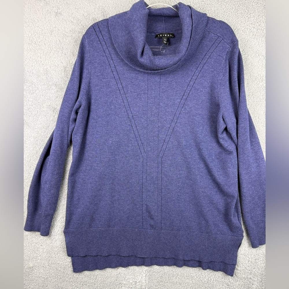 Women’s tribal brand tunic xl blue cowl neck preowned